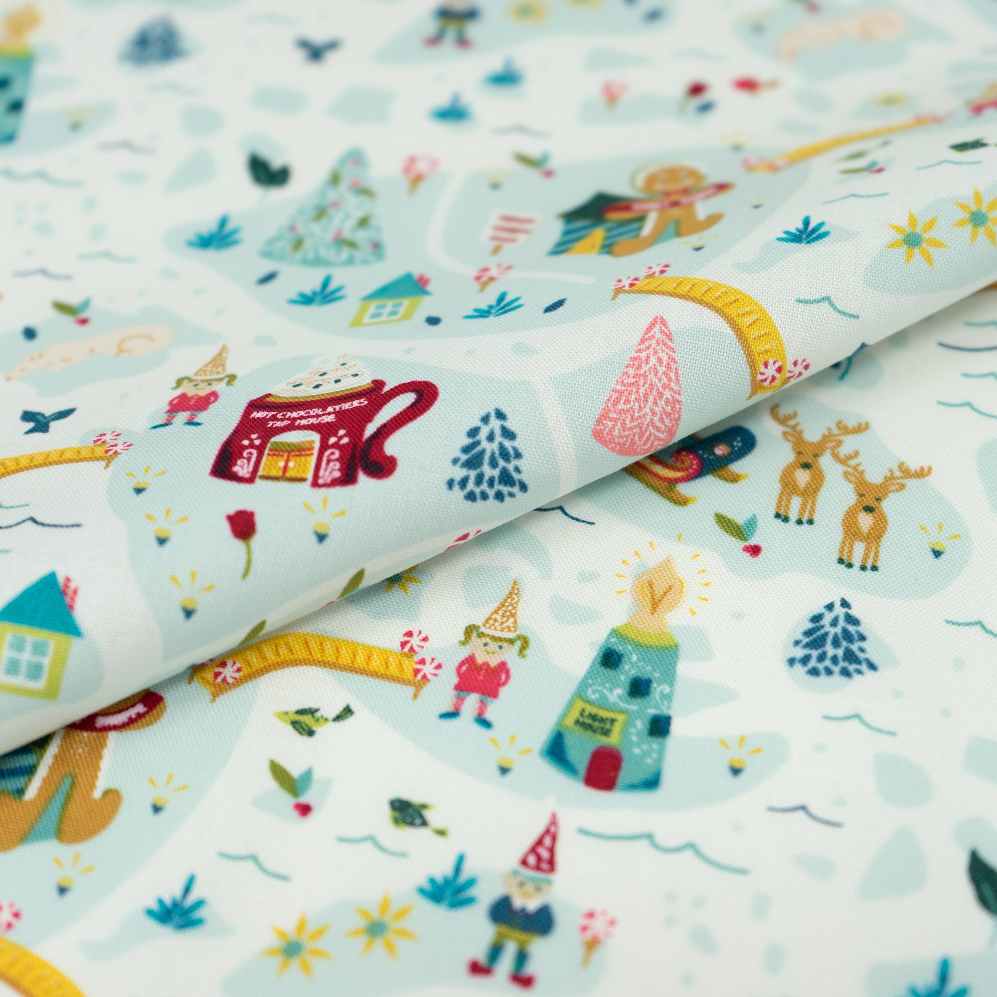 SINGER Christmas Santa Village Cotton Print Fabric